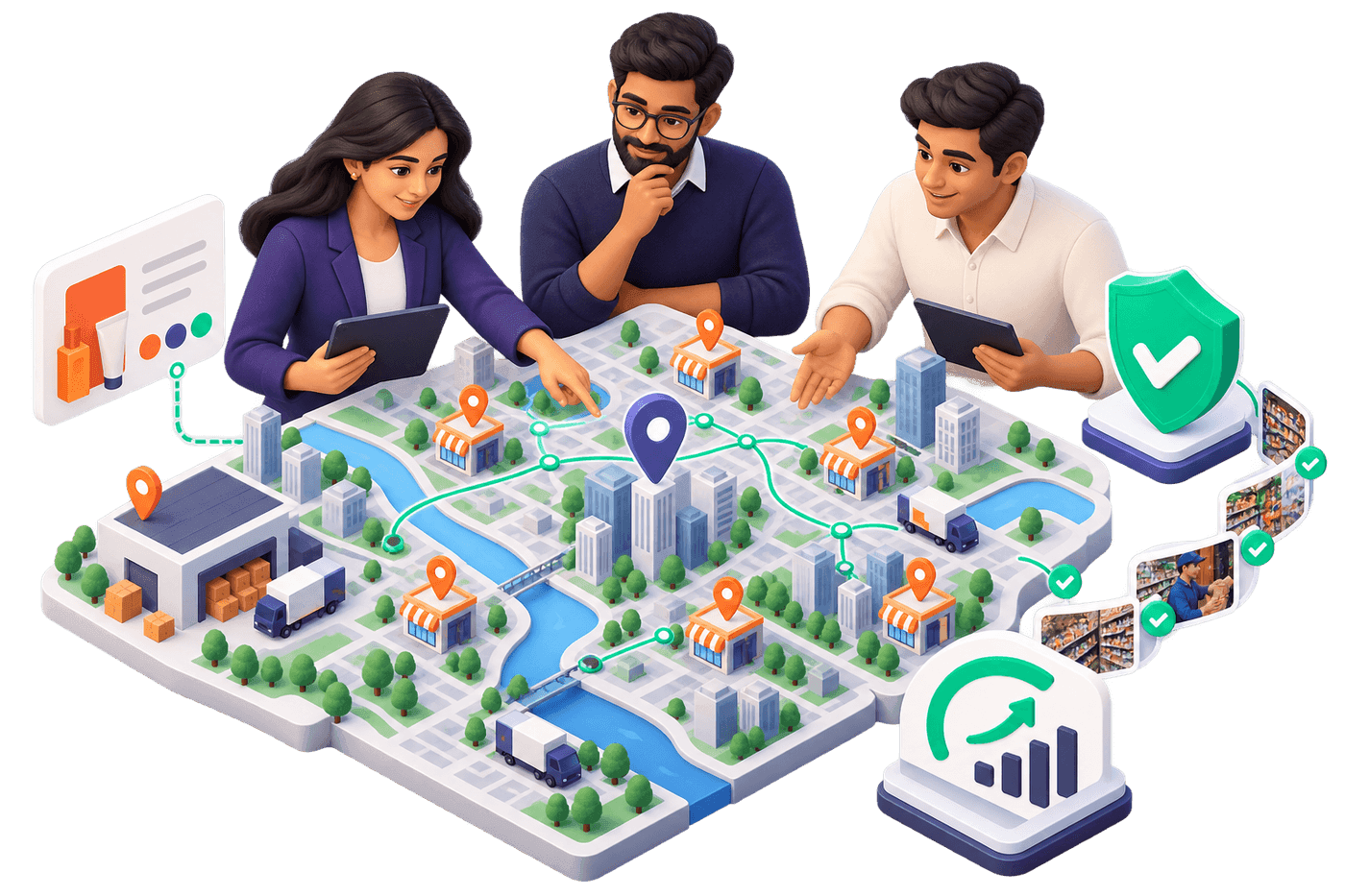 City operations team connecting distribution, stores and evidence on one local network